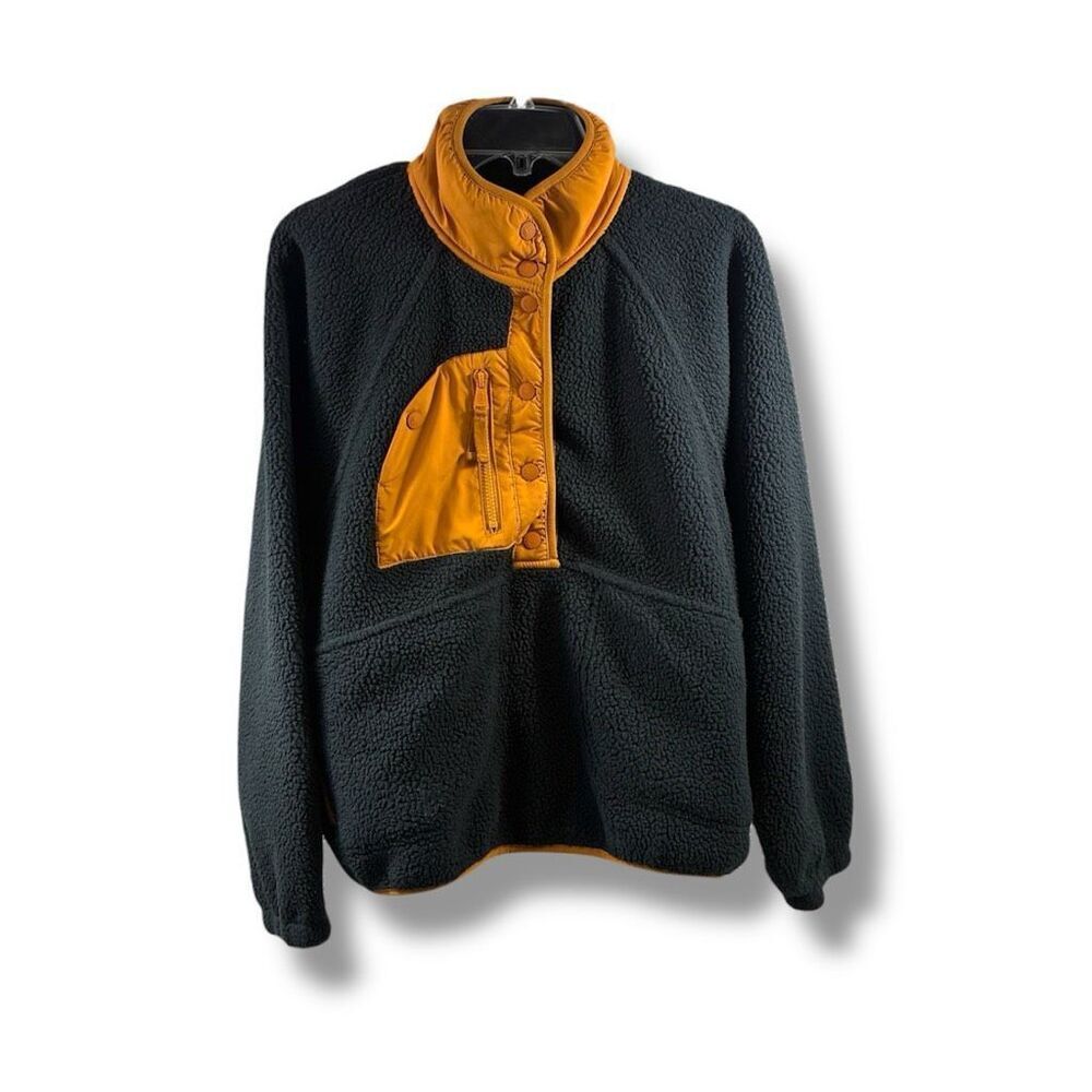 Free People Movement Hit the Slopes Color Block Pullover Black with Orange Accen